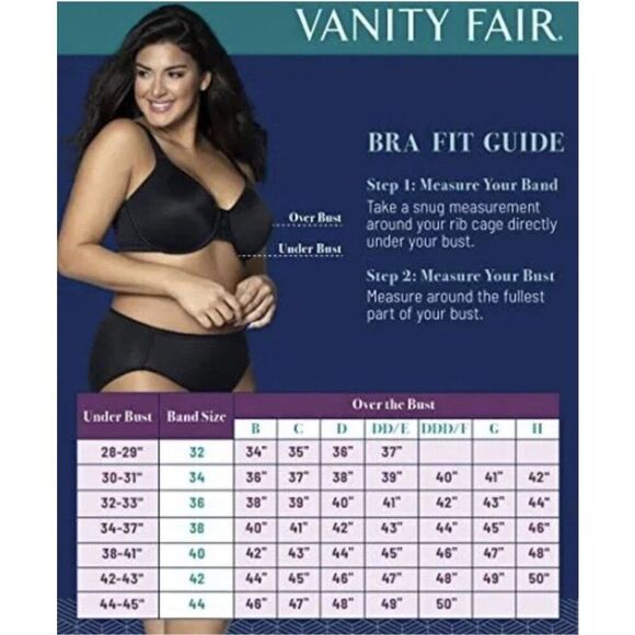 Vanity Fair Womens 38G Black Underwire Minimizer Bra Back Smoothing Lace 76080 - Picture 6 of 7